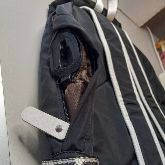 Asge Brand Black and White Roomy Backpack  School College Work Commute Shopping - Picture 7 of 14